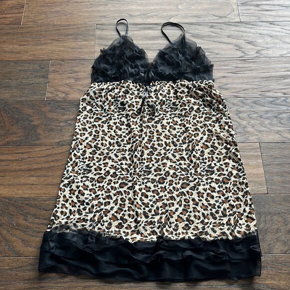 Black & leopard cheetah lingerie dress - Picture 1 of 9
